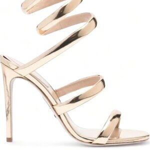 NWT- LOV MARK ROSE GOLD Patent Spiral Leg-Wrap Single Sole Dress Heel SZ- 9